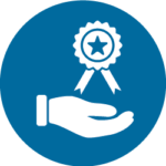 icon of a hand holding an award ribbon