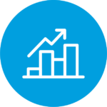 icon of a vertical bar chart and an arrow above the chart showing an upward trend