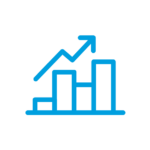 icon of a vertical bar chart and an arrow above the chart showing an upward trend