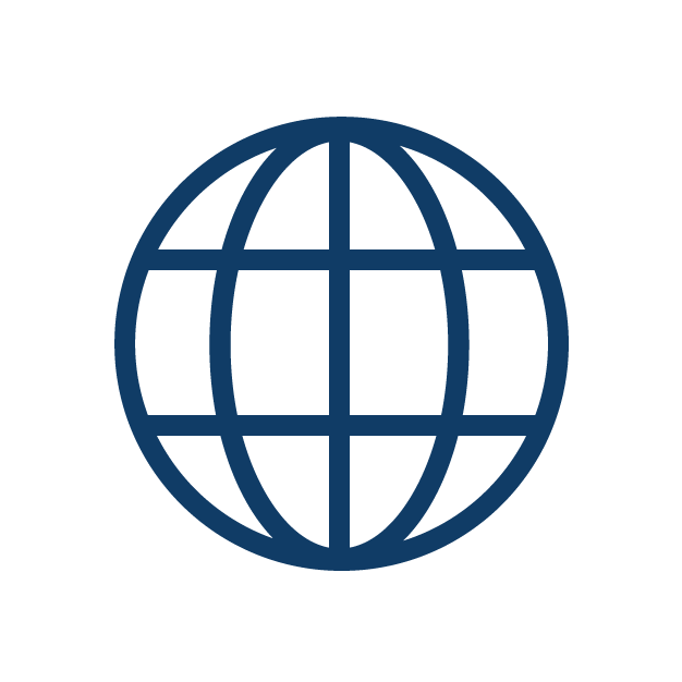 Blue globe outline icon