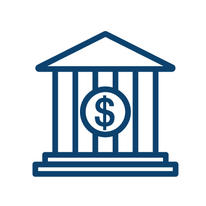 a large dollar sign in front of an outline of a building with columns